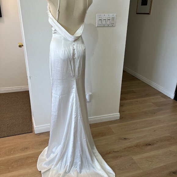 Lulus Lovely Endearment White Satin Sleeveless Bridal Wedding Maxi Dress X-Small - Picture 4 of 12